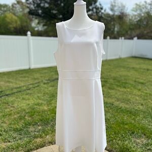Black Label by Evan-Picone NWOT White Sleeveless Fit & Flare Midi Dress Sz 14